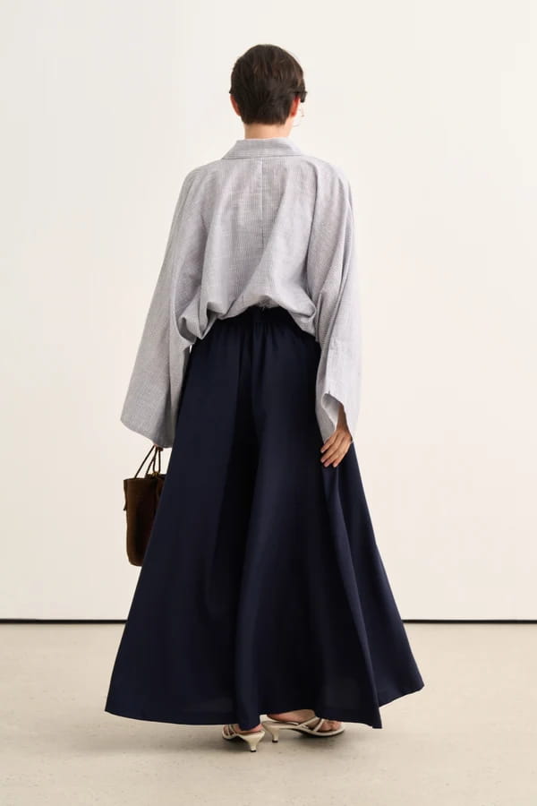 Navy Flared Trousers Skirt
