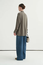 Khaki Modal Draped Blouse