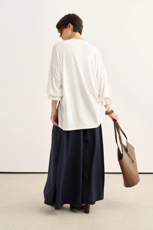 Ecru Tie Sleeve Sweatshirt