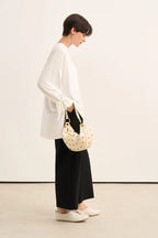 Ecru Tie Sleeve Sweatshirt