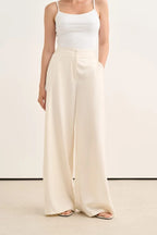 Ecru Pleated Detail Trousers