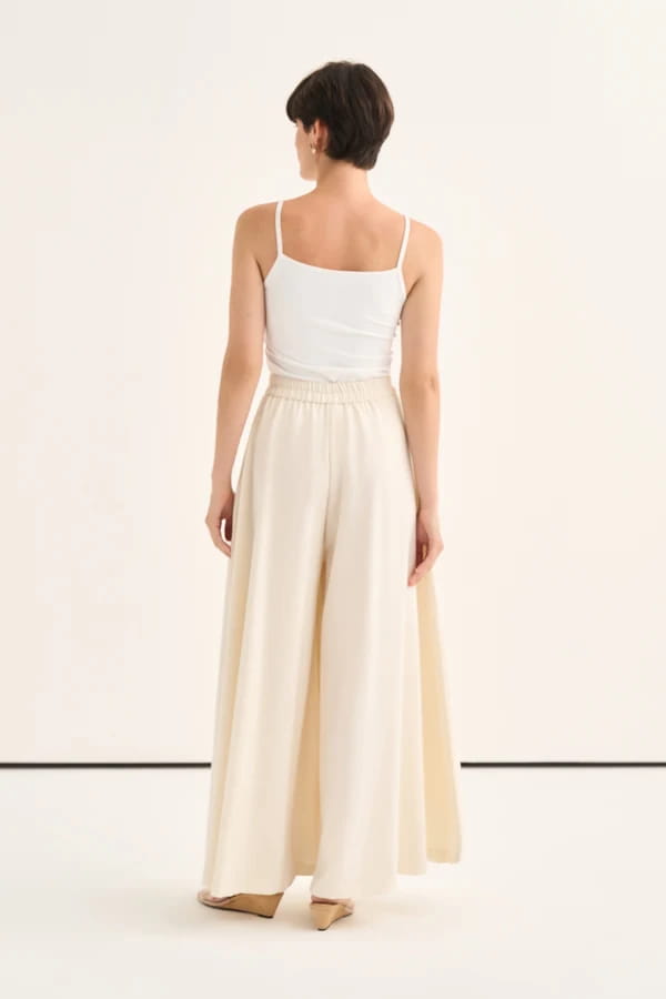 Ecru Flared Trousers Skirt