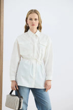 Ecru Oversized Belted Shirt