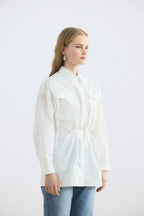 Ecru Oversized Belted Shirt
