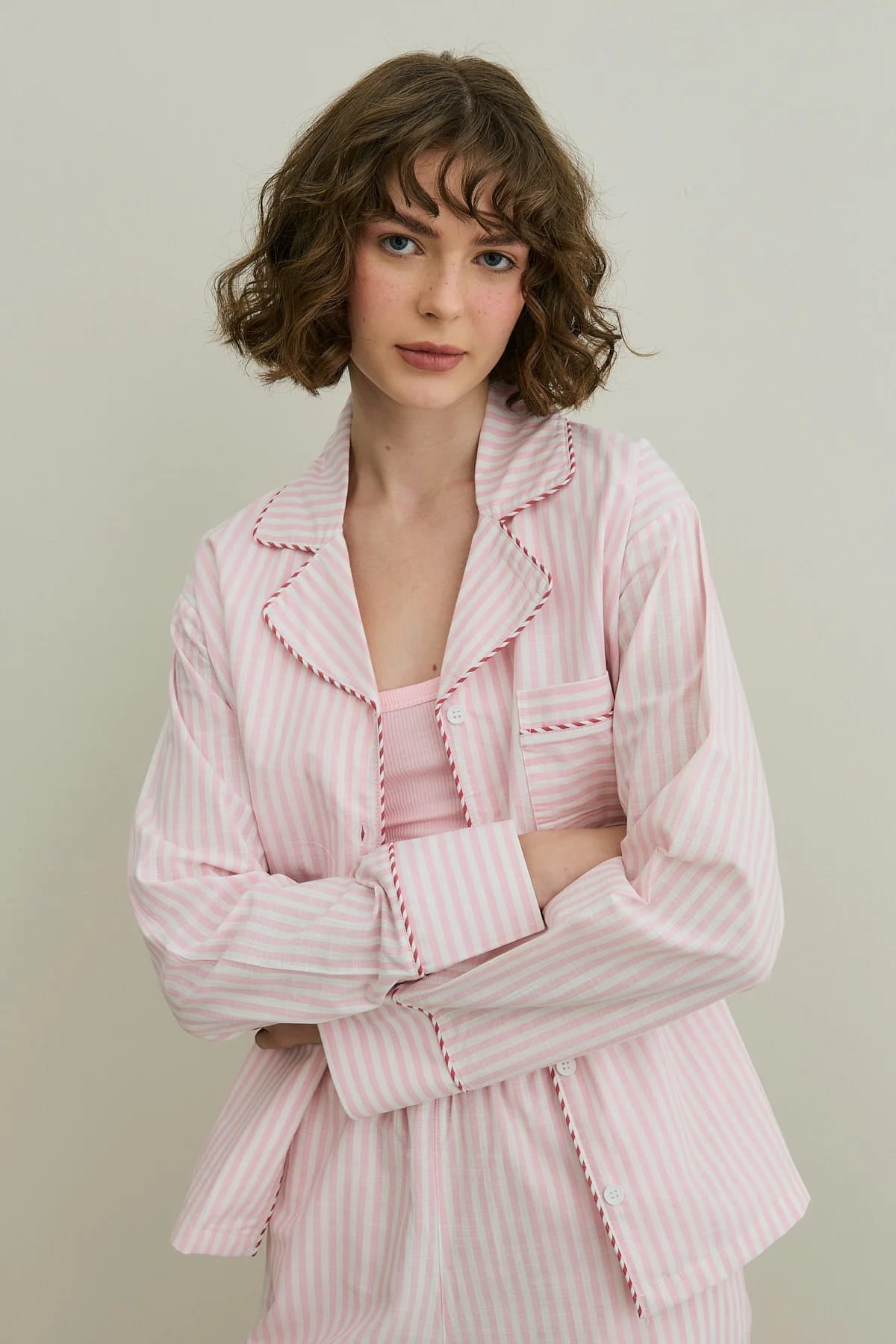 Pink Striped Pijama Suit