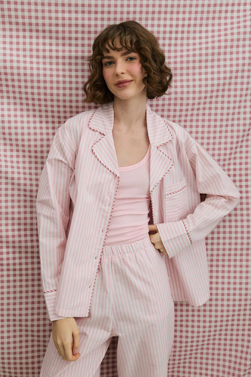 Pink Striped Pijama Suit