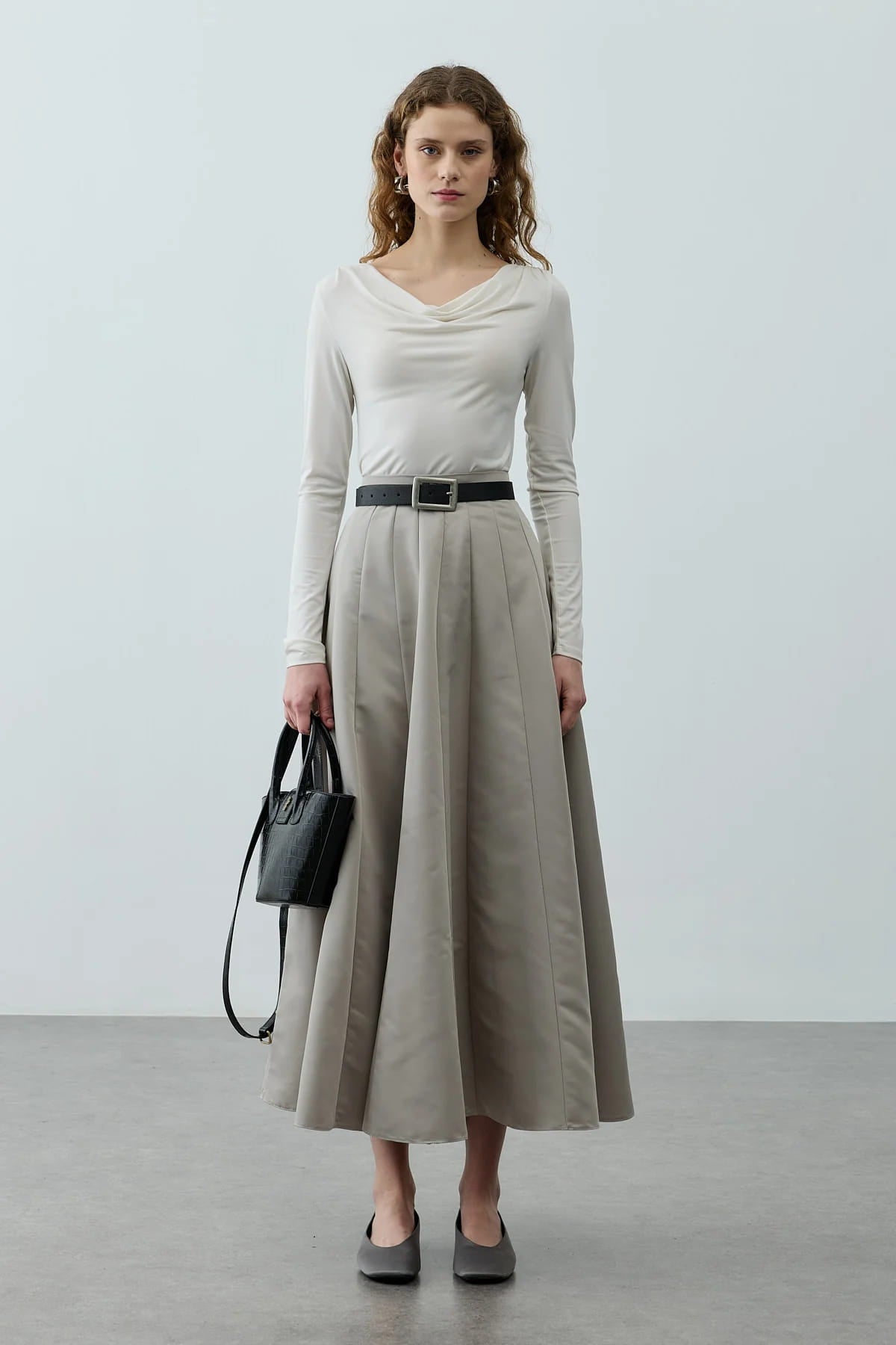 Gray Godet Skirt
