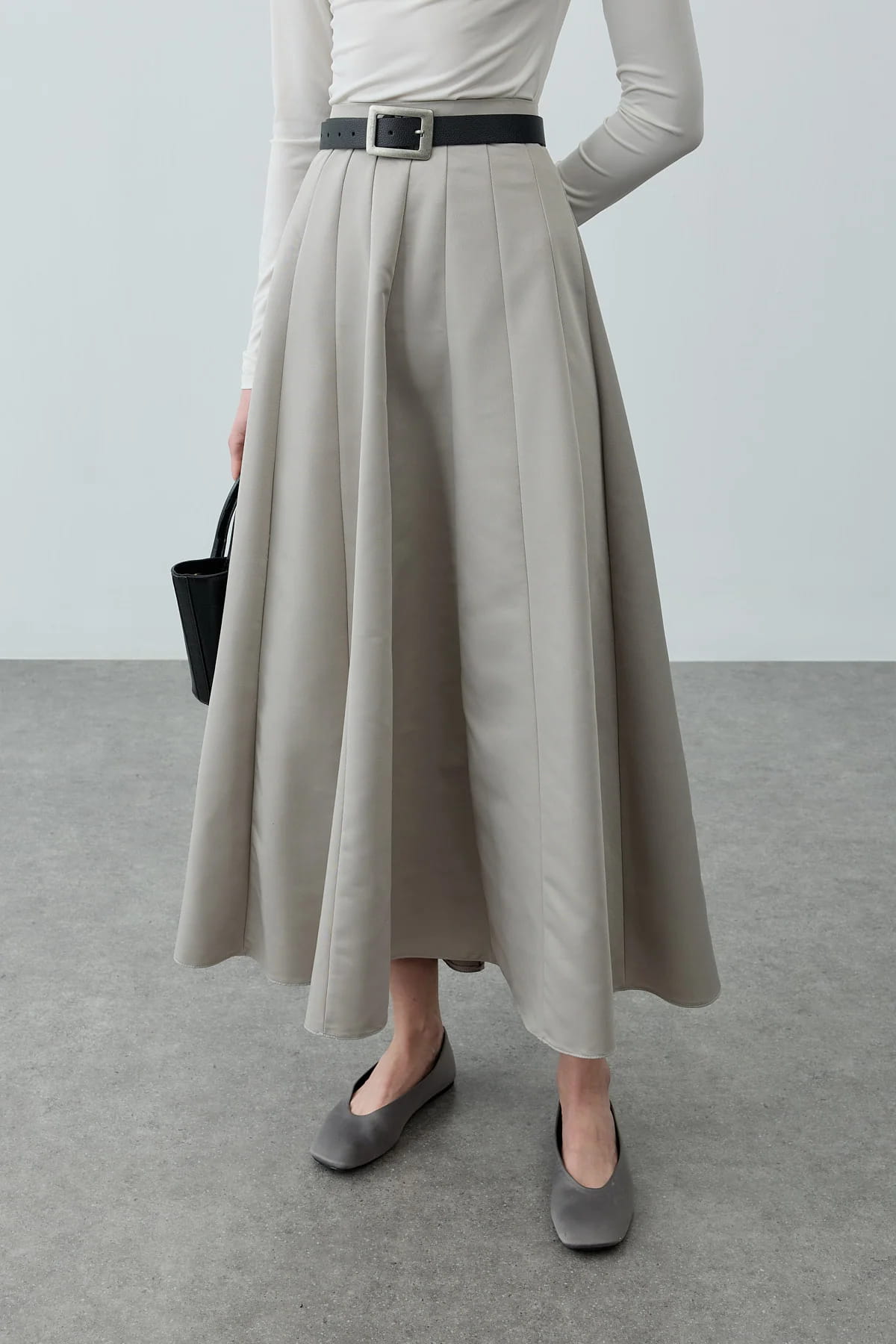 Gray Godet Skirt