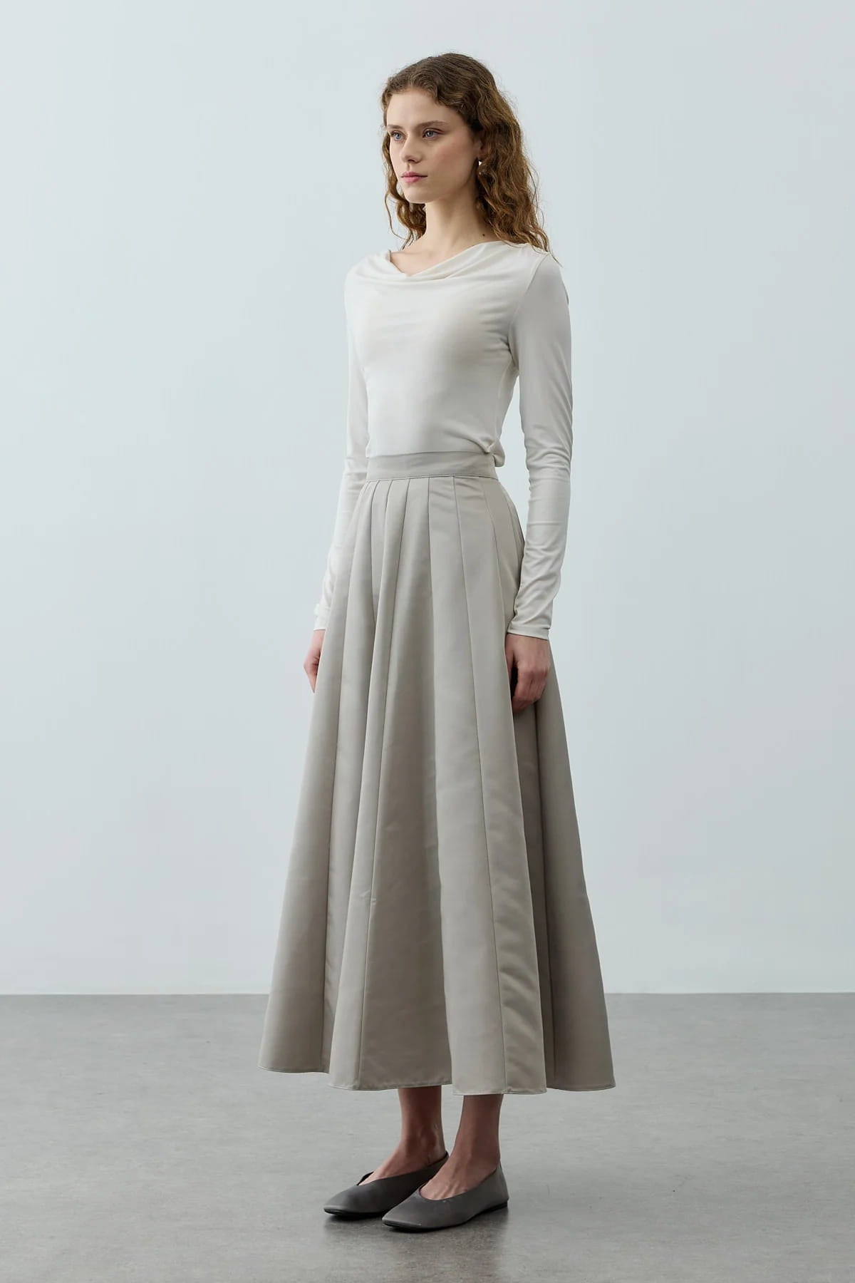 Gray Godet Skirt