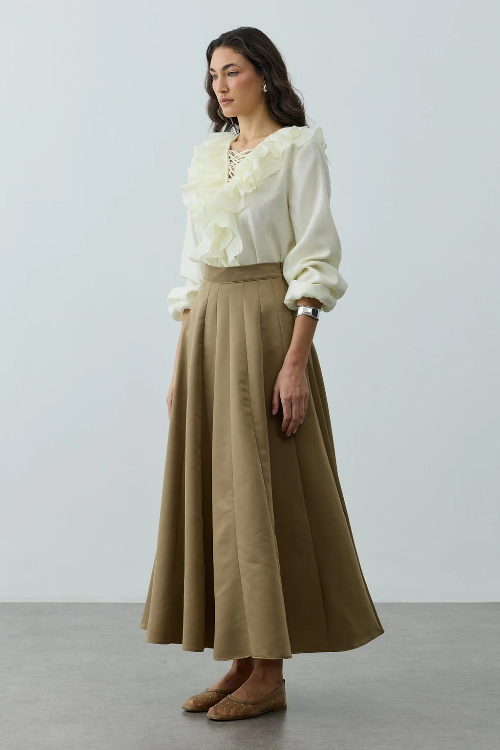 Green Godet Skirt