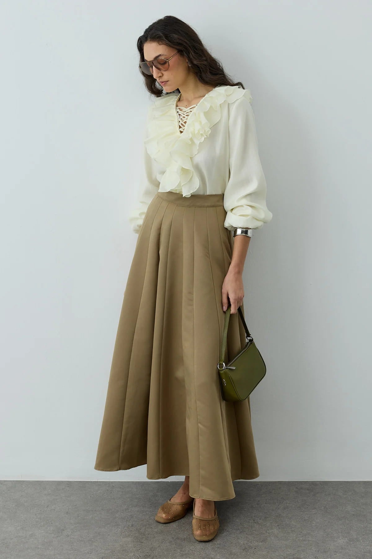 Green Godet Skirt