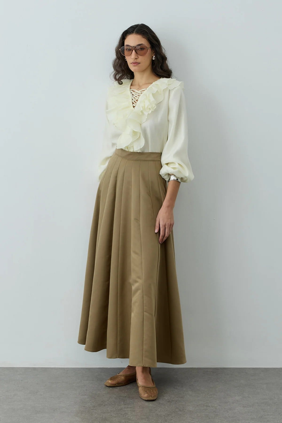 Green Godet Skirt
