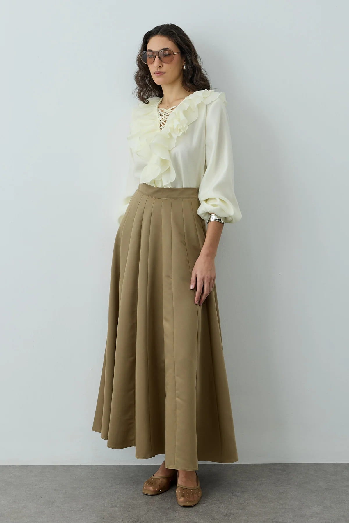 Green Godet Skirt