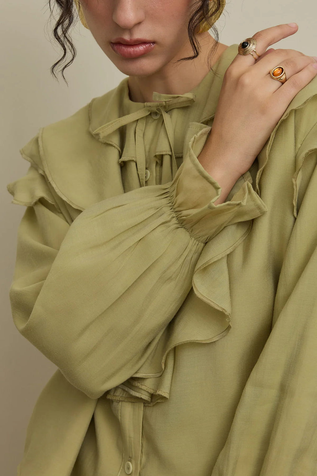 Mint flounced detail suit