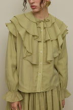 Mint flounced detail suit