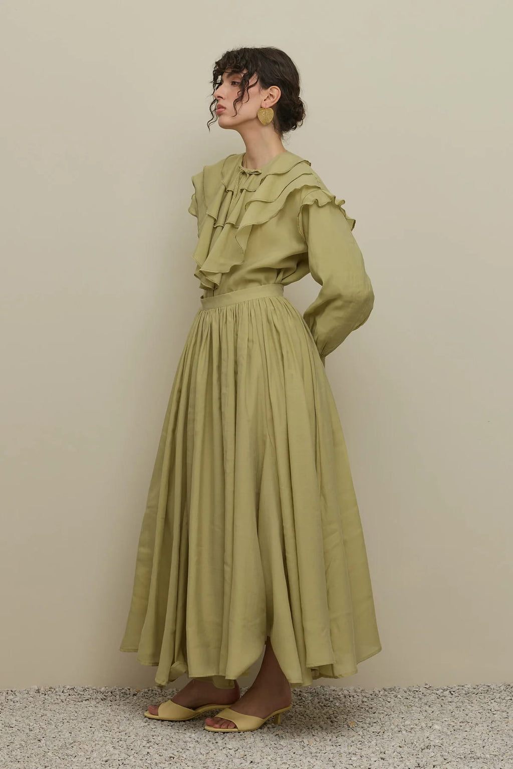Mint flounced detail suit
