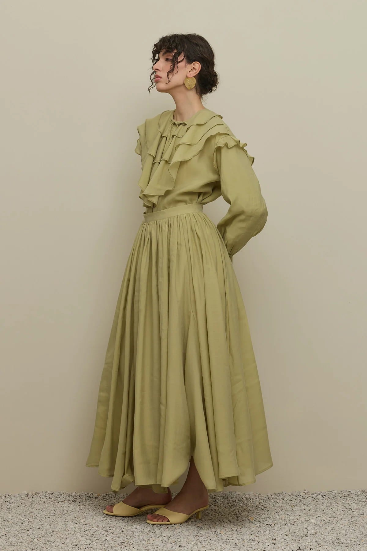 Mint flounced detail suit