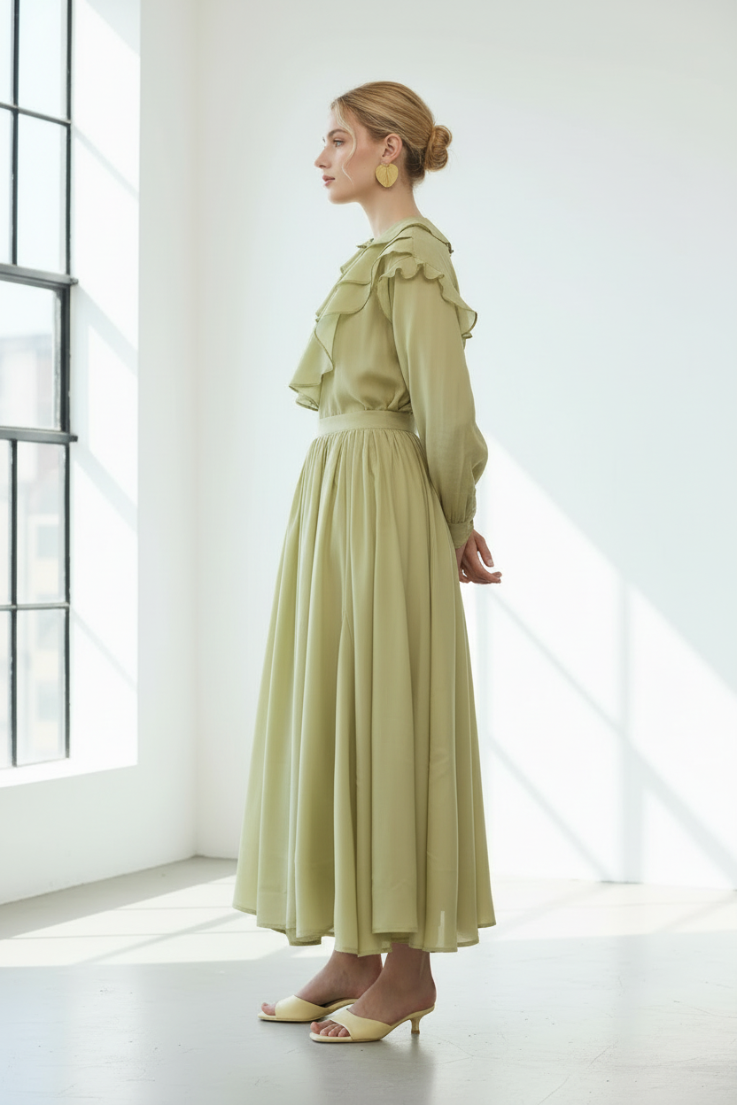 Mint flounced detail suit