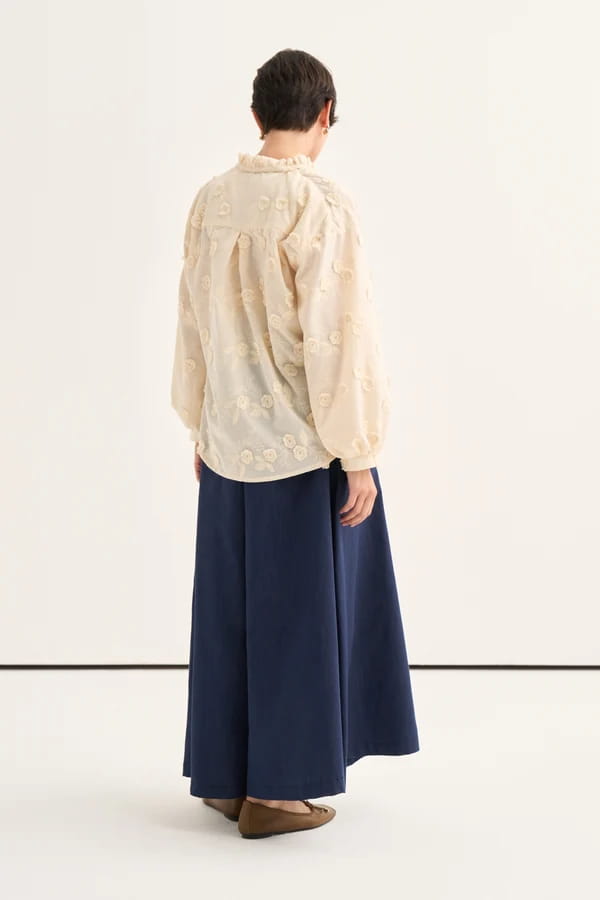 Beige Floral Broderie Blouse