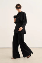 Black Organic Cotton Belted Blouse