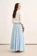 Blue Crushed Voile Skirt