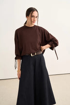 Chocolate Brown Tie Sleeve Sweatshirt