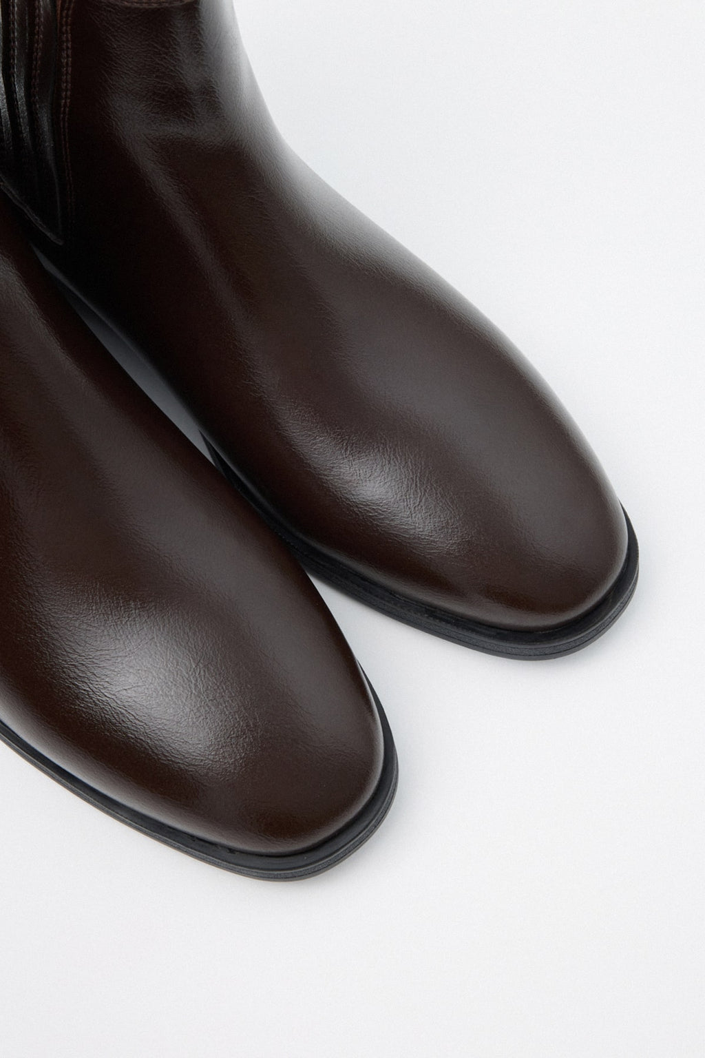 Dark brown elastic ankle boots