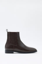 Dark brown elastic ankle boots