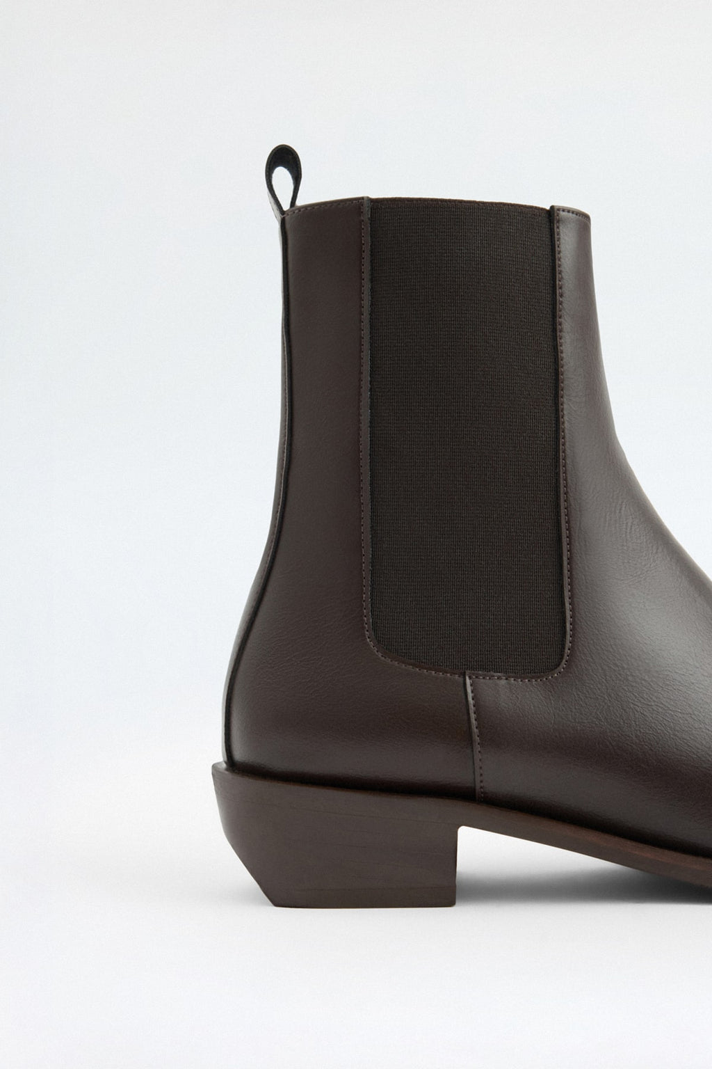 Dark brown square-toe elastic boots