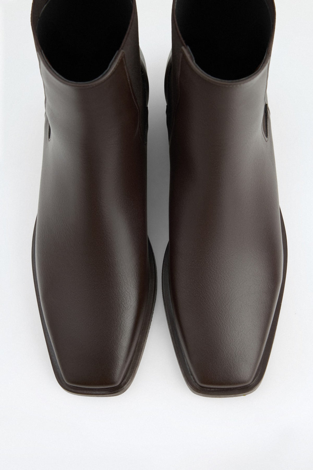 Dark brown square-toe elastic boots