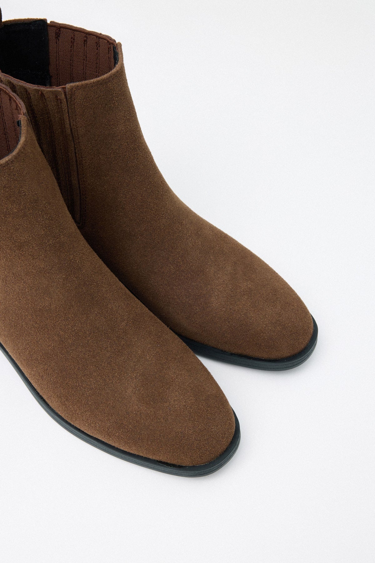 Dark brown suede ankle boots