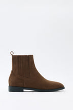 Dark brown suede ankle boots