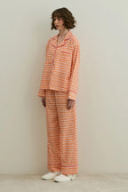 Orange Printed Pijama Suit