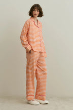 Orange Printed Pijama Suit