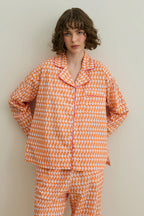 Orange Printed Pijama Suit