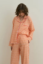 Orange Printed Pijama Suit