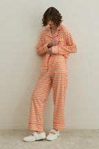 Orange Printed Pijama Suit
