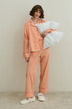 Orange Printed Pijama Suit