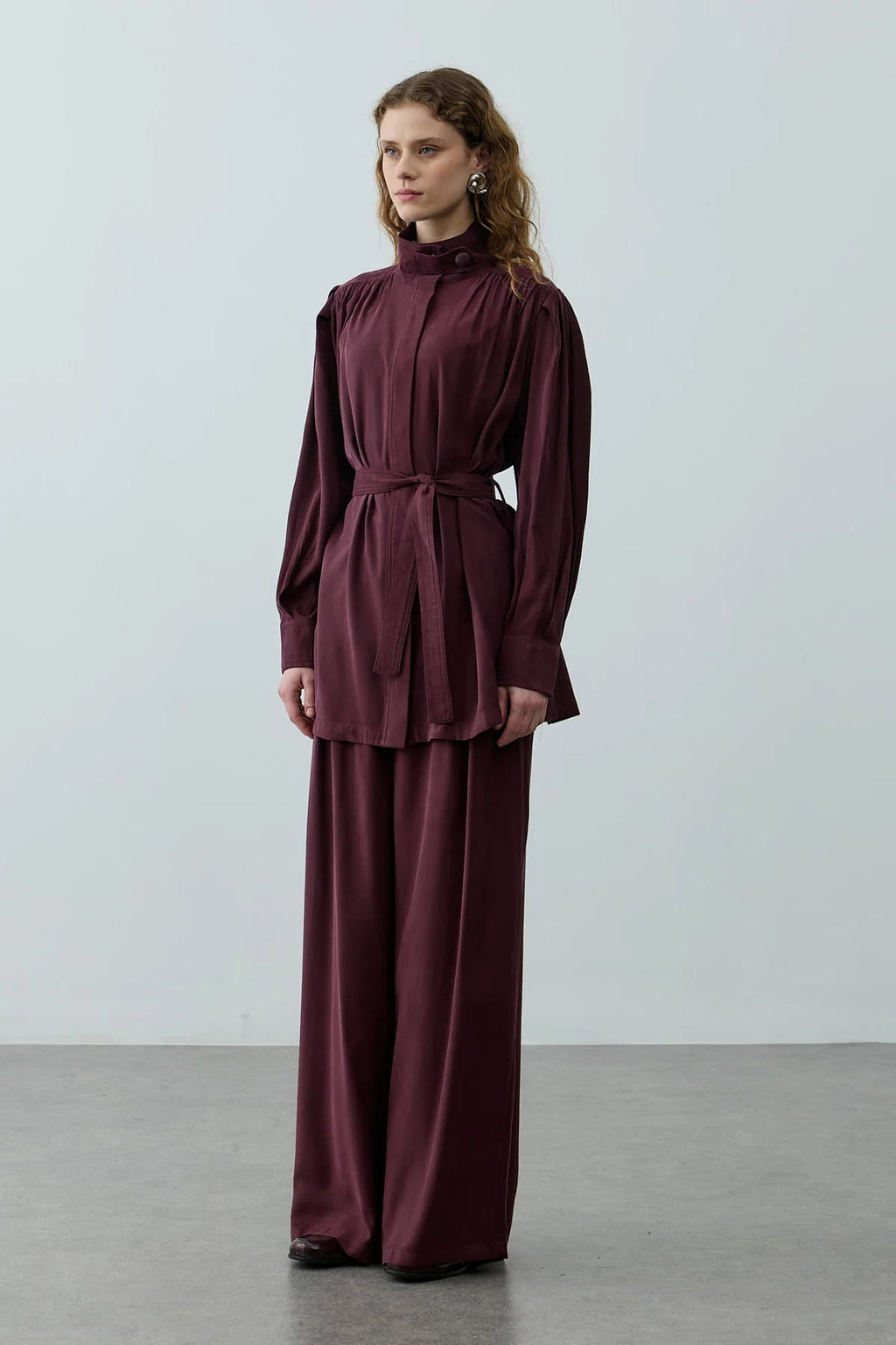 Plum High Neck Suit