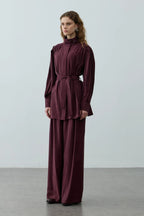 Plum High Neck Suit