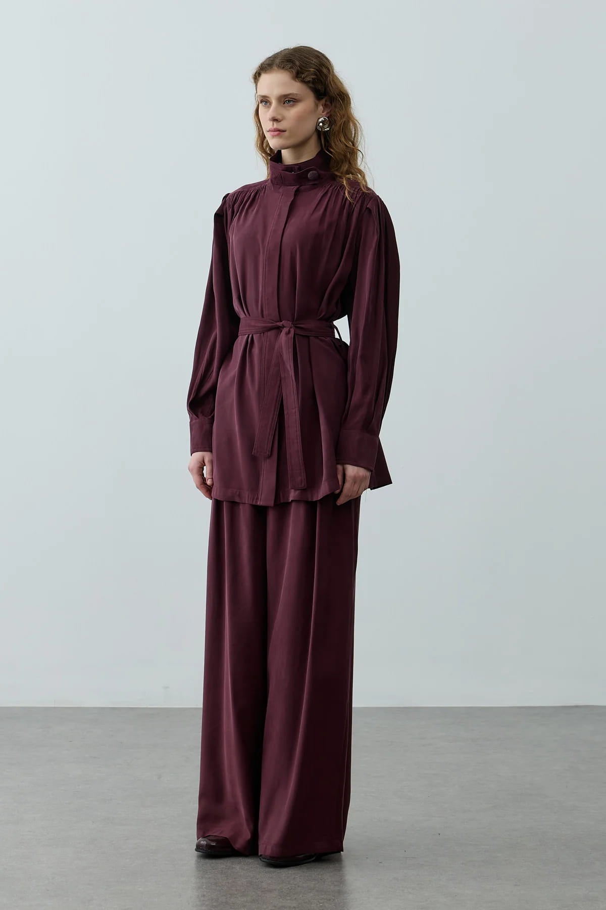 Plum High Neck Suit