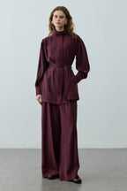 Plum High Neck Suit