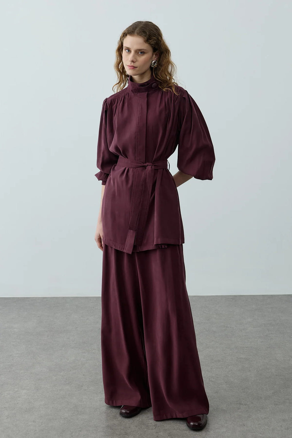 Plum High Neck Suit