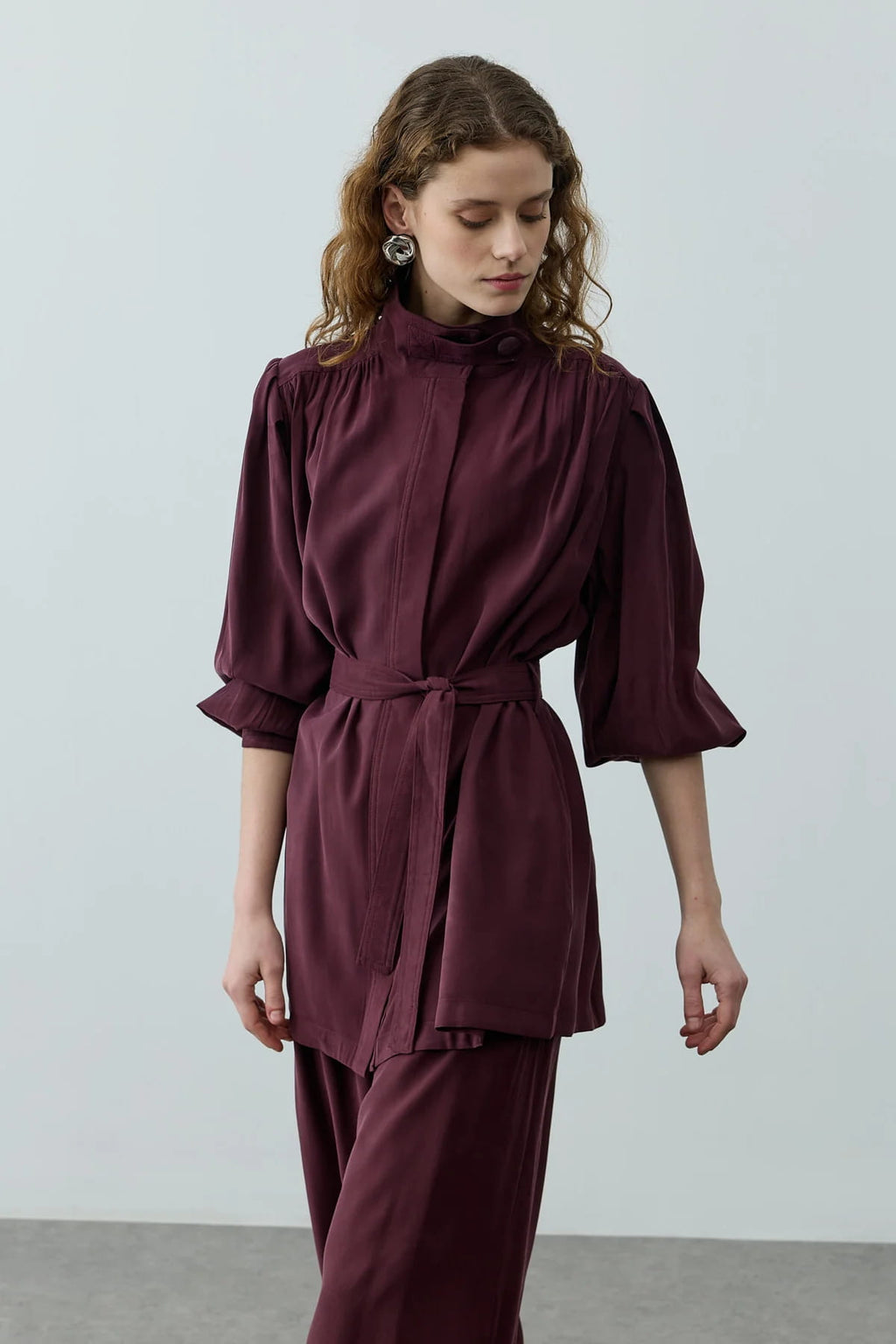 Plum High Neck Suit