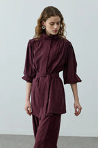 Plum High Neck Suit