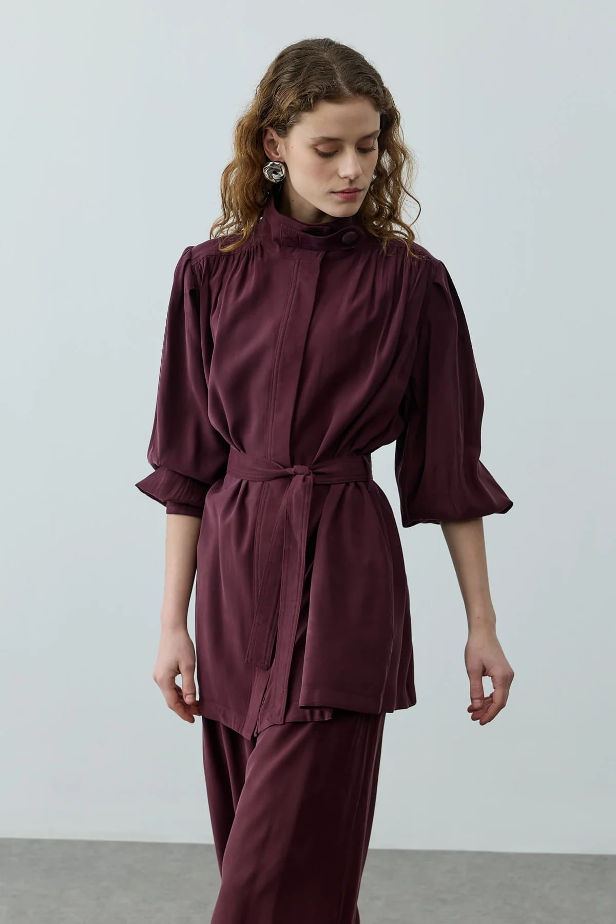 Plum High Neck Suit