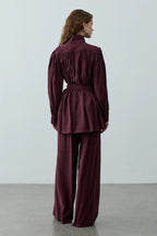 Plum High Neck Suit
