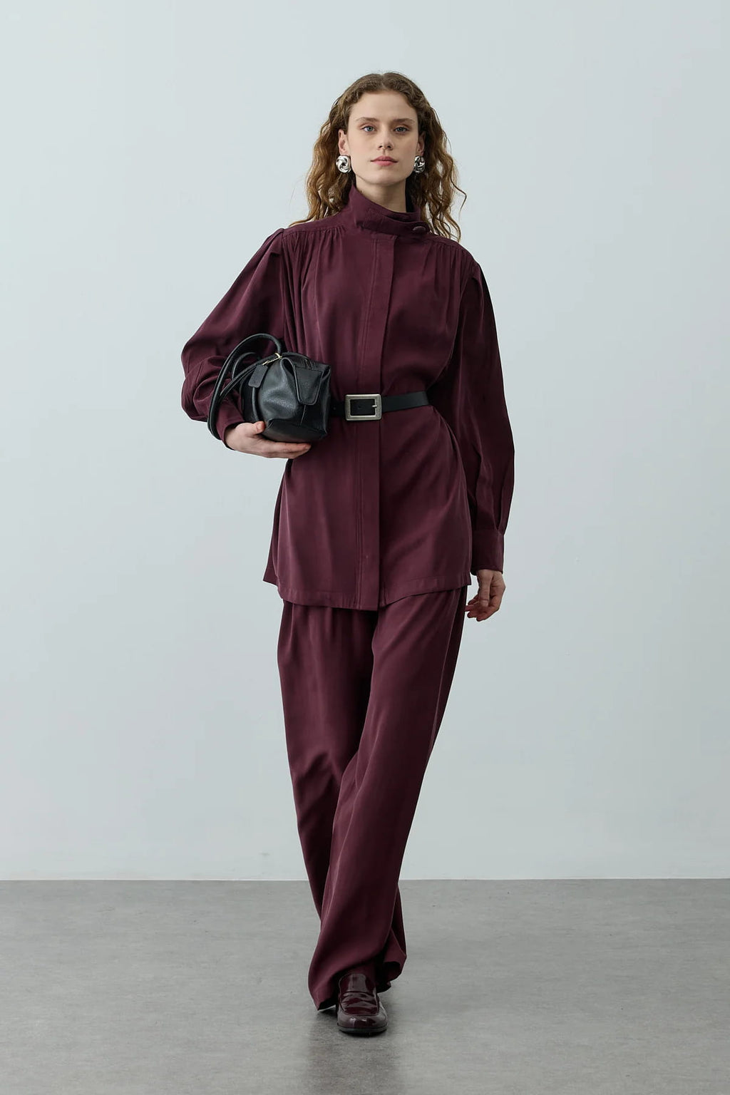 Plum High Neck Suit
