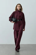 Plum High Neck Suit