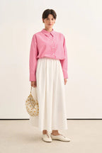 Dark Pink Striped Poplin Shirt